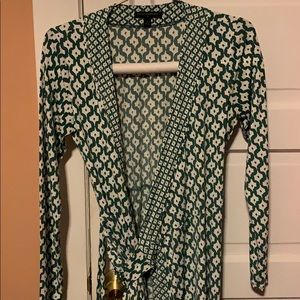 Banana Republic Green and White wrap dress